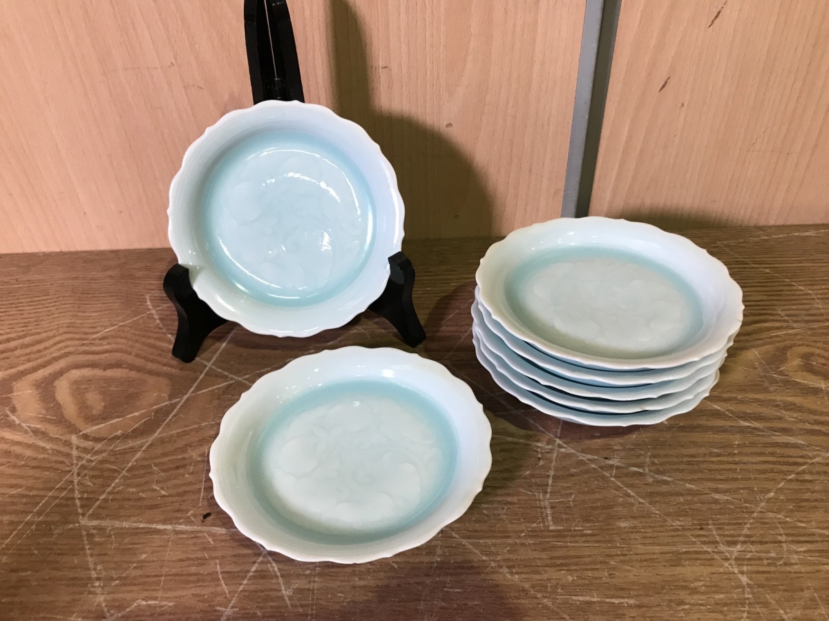 ☆中古☆ 快山窯 塚本快示 青白磁 皿 7枚