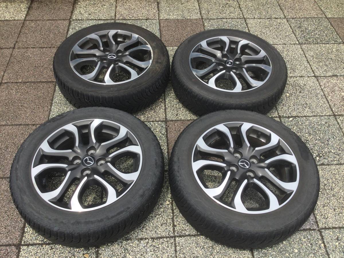 ②【4本44,000円】送料込 マツダ純正 ホイールセット 215/50R18 マツダ2／デミオ用 純正切削デザインのアルミホイールとスタッドレス