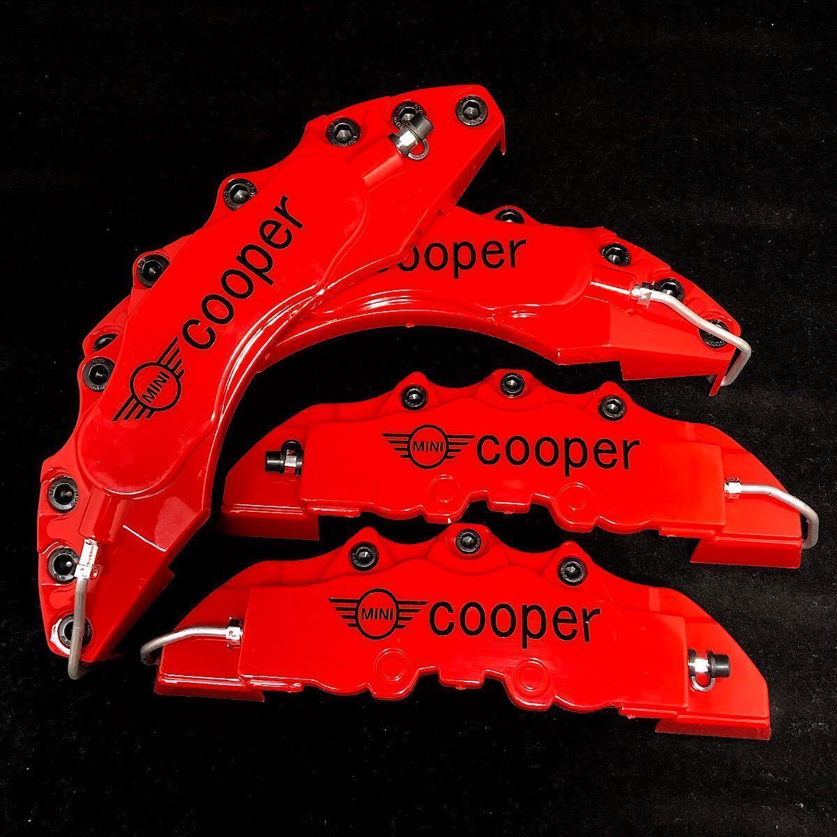 【金属黒ボルト】MINI キャリパーカバー LMサイズ レッド×ブラック ミニクーパー MINICOOPER R50R52R53R55R56R57R58R59R60R61F54F55F56F57
