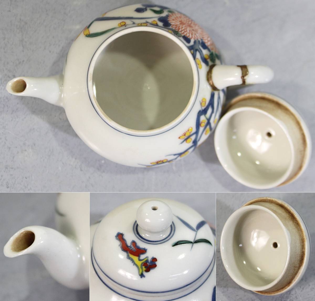 春峰 水注 煎茶道具 茶道具 煎茶道具 平安 急須 共箱 染付 PG858. 春峰黄交趾 茶注 一対
