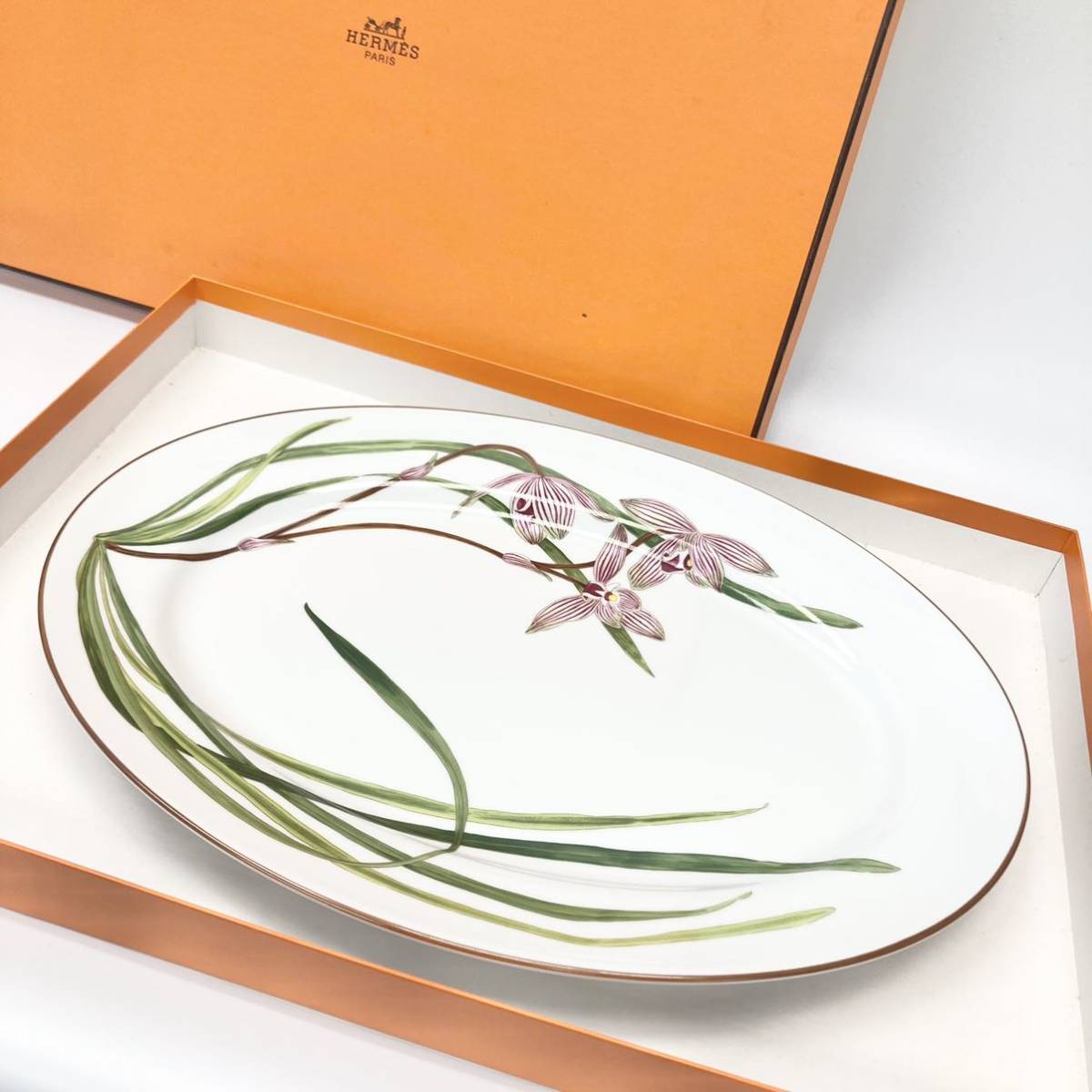 エルメス オーバル 食器 ディッシュ プレート オルキデ HERMES 新品 