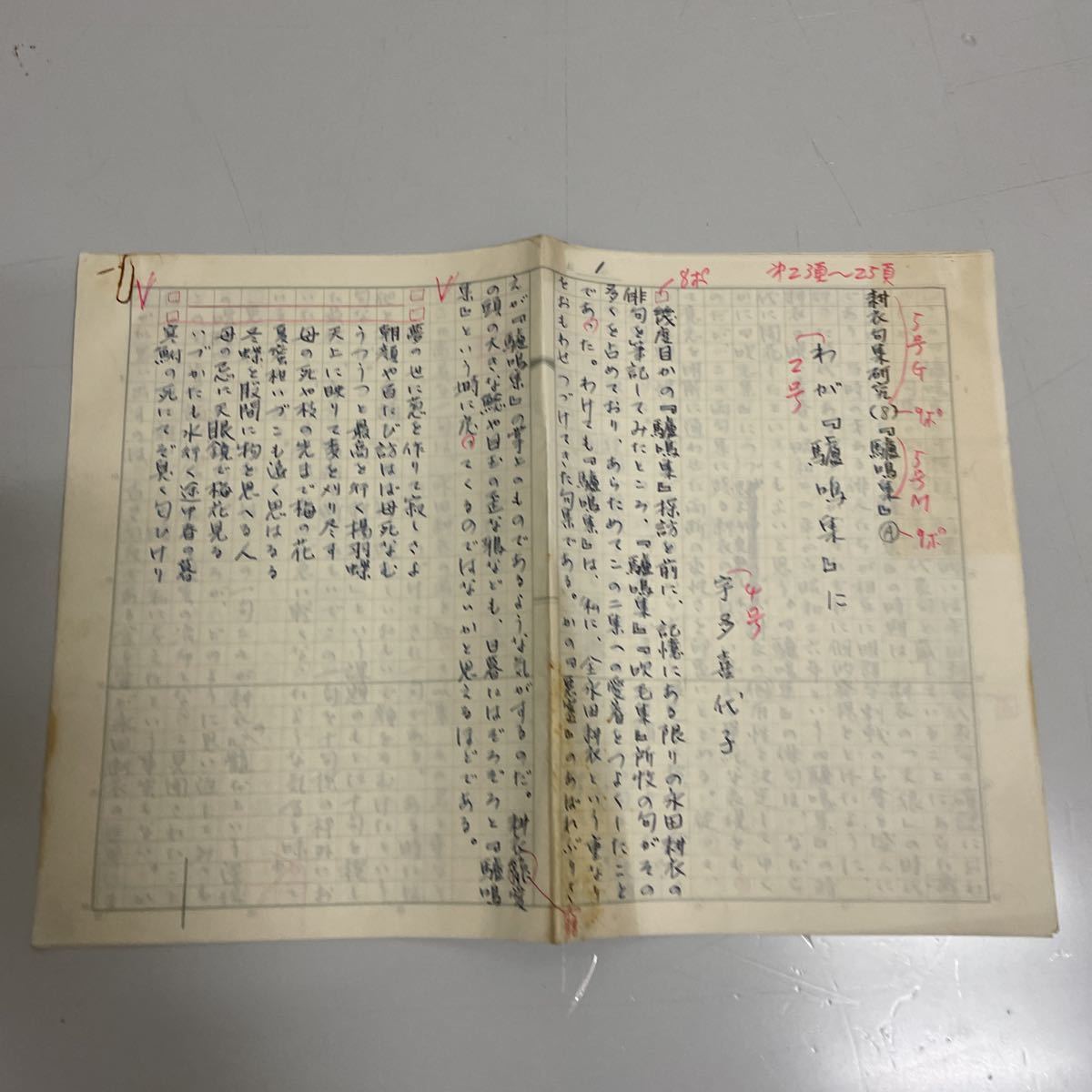 A226 ★希少 宇多喜代子 生原稿 肉筆 俳人 俳句 書物