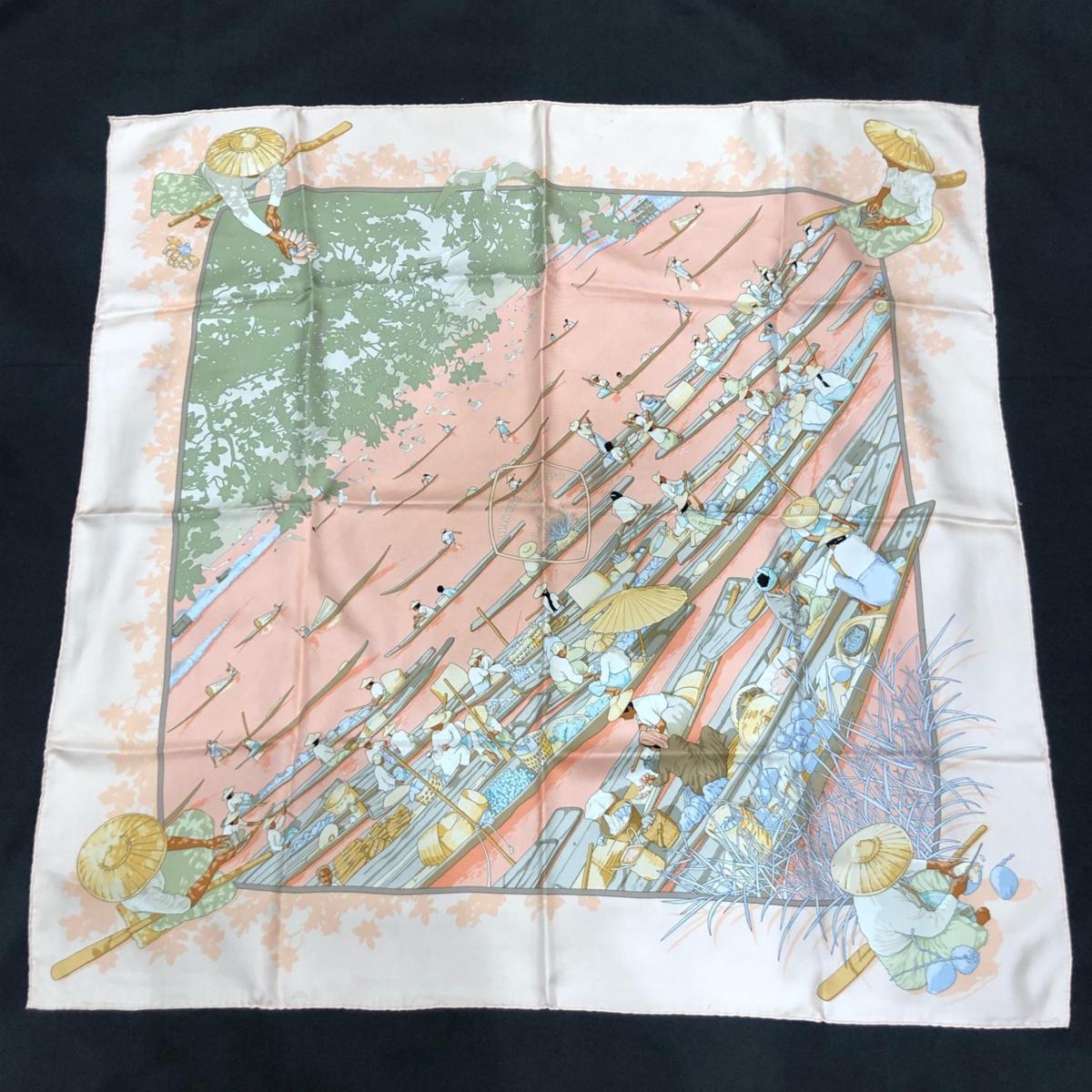 ○HERMES エルメス 大判スカーフ MARCHE FLOTTANT DU LACINLE インレ湖