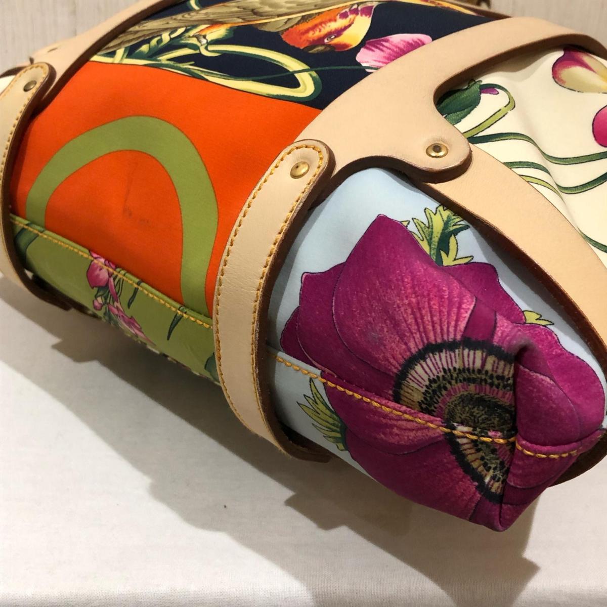 Salvatore Ferragamo フェラガモ レザー×ナイロン ショルダーバッグ 花 