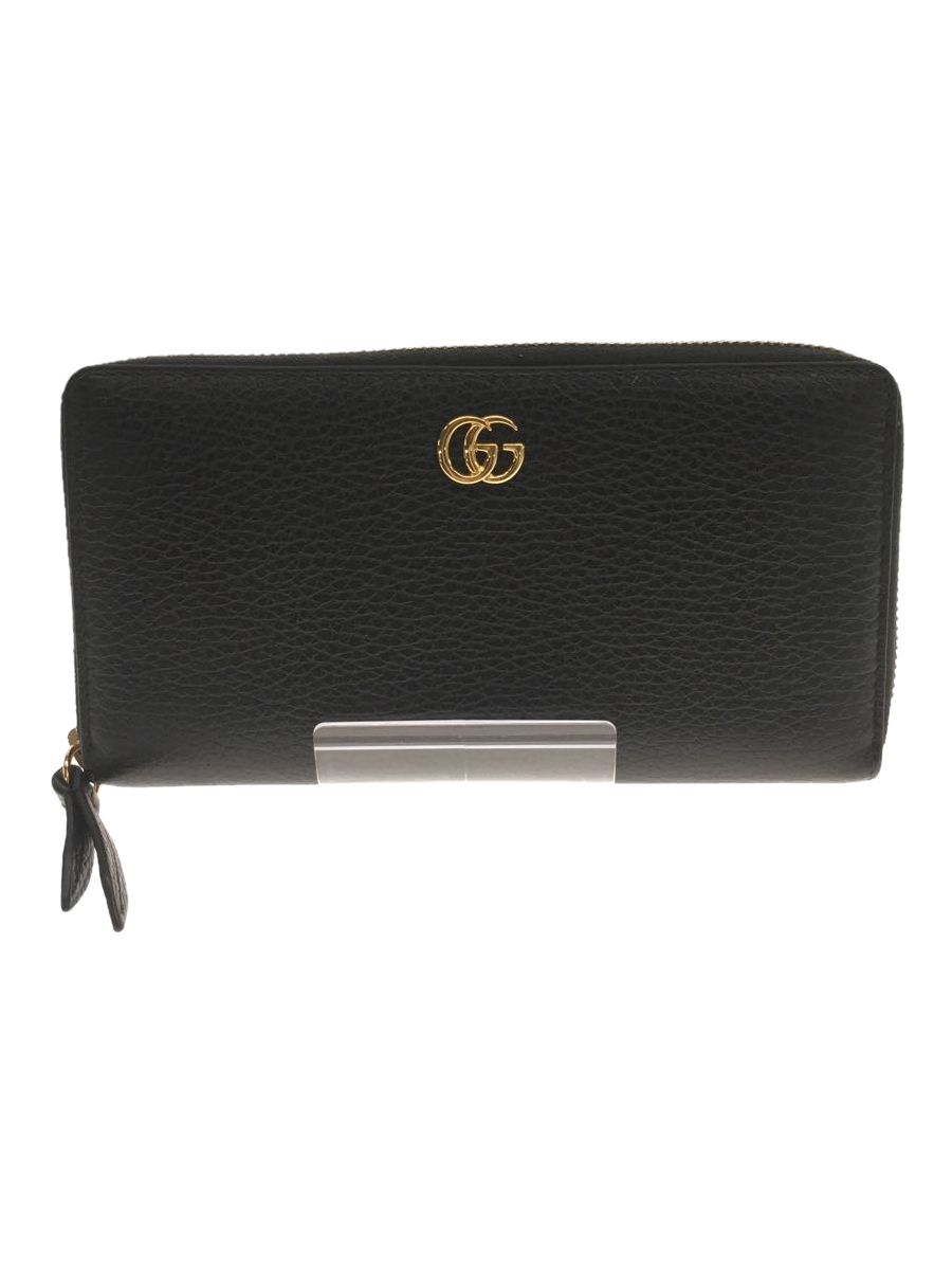GUCCI◆長サイフ/レザー/BLK/グッチ