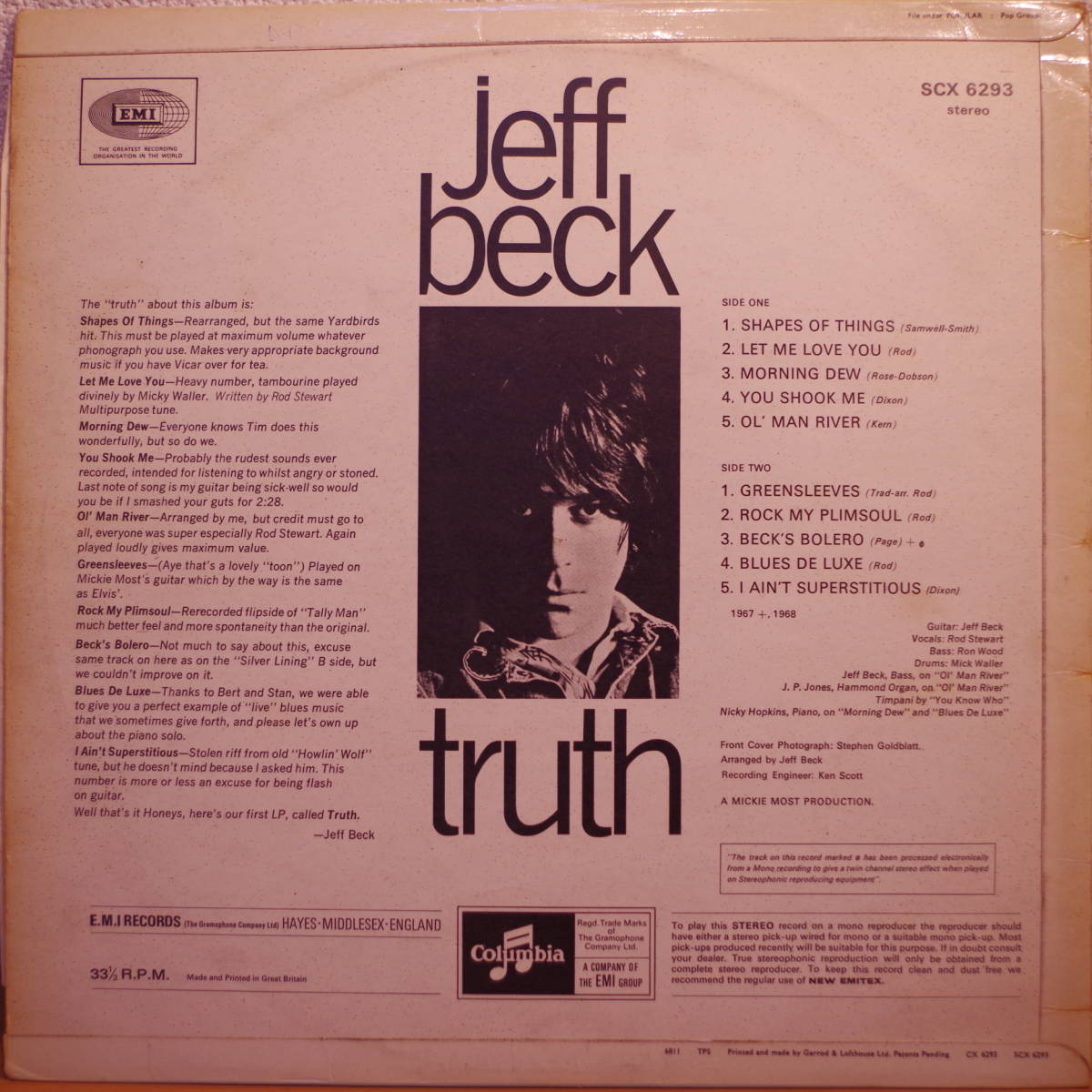 68 UK Original】JEFF BECK - TRUTH 両面マト1