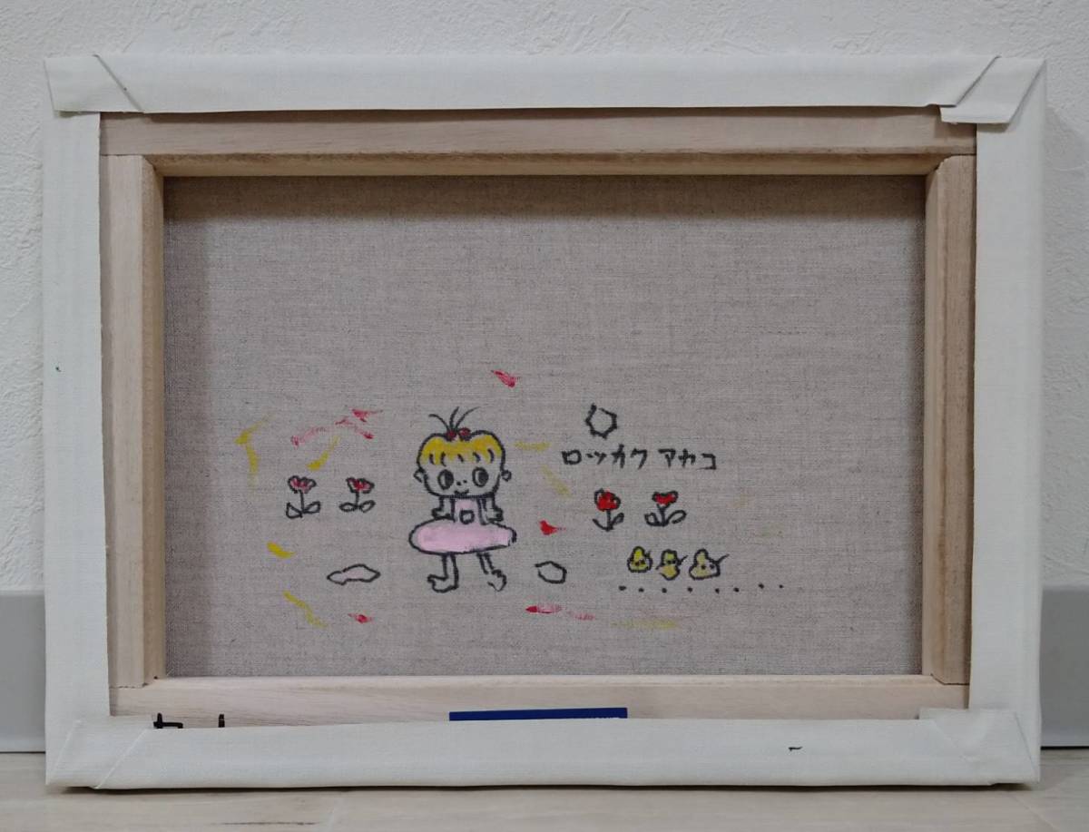 F6号ロッカクアヤコ 肉筆保証⁄表裏サイン⁄アクリル⁄油彩⁄絵画⁄額装