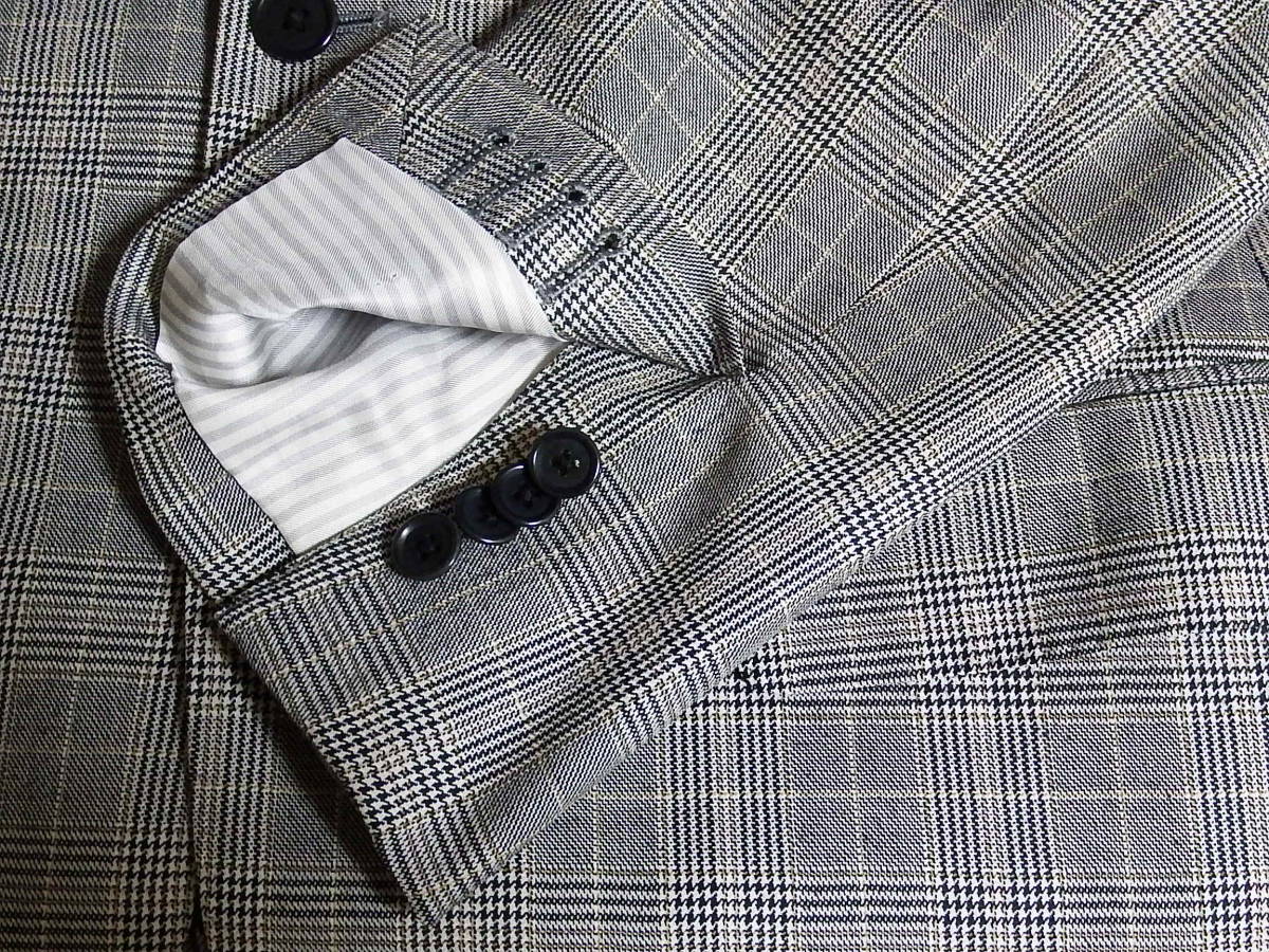 送料無料】 美品 ヒルトン 伊GUABELLO製SUPER130'S グレンチェック