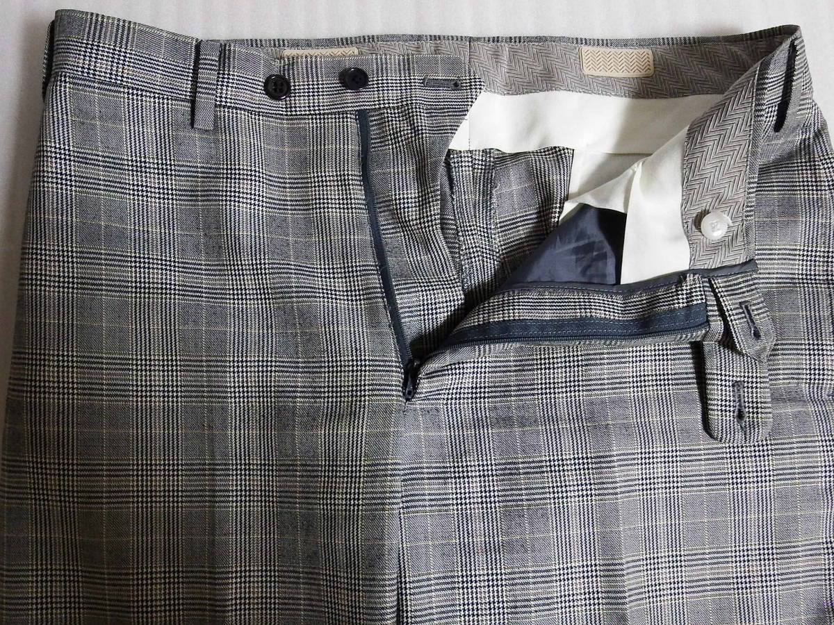 送料無料】 美品 ヒルトン 伊GUABELLO製SUPER130'S グレンチェック