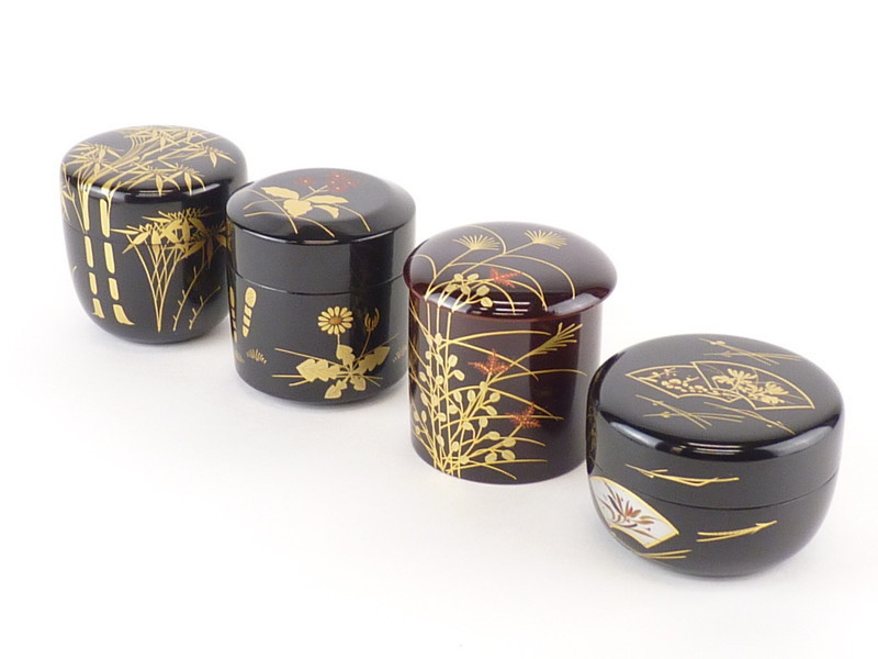 HOT，新作 【都屋】70 中谷博峰「四季蒔絵 薄器揃」共箱 茶道具 木製