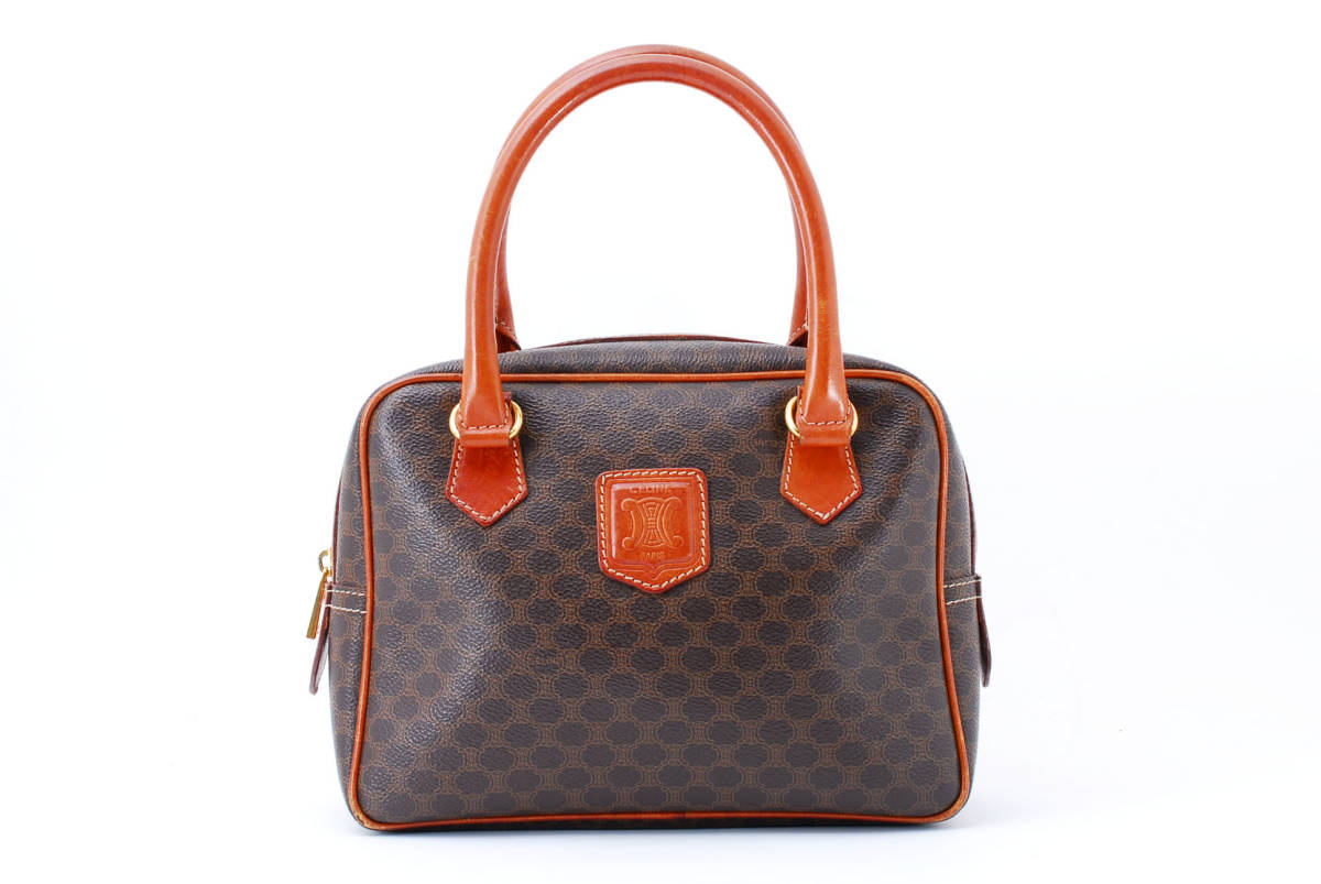 1円スタート】CELINE セリーヌ マカダム PVC レザー ボストンバッグ 