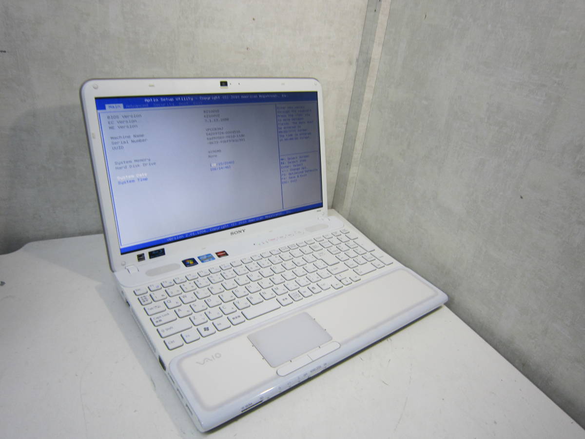 036A★SONY VAIO Cシリーズ VPCCB3AJ Core i3 2330M HDD/無 メモリ/4GB BIOS確認 