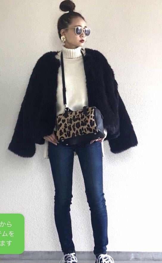 ☆CLANE ファーコート ファージャケット ダークネイビー ブラック 1 