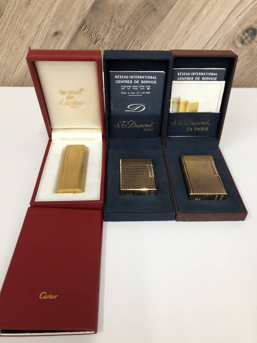 S.T.Dupont　デュポン　ガスライター　ライン1　大小各1点　Cartier　カルティエ　ガスライター　1点　計3点　☆廃盤品　希少☆
