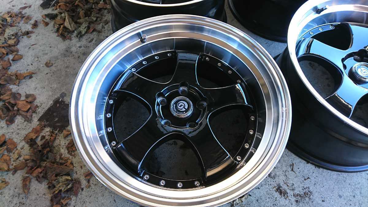 hotz 18インチ ホイール 9.5J +25 PCD 114.3 5穴 深リムブラック