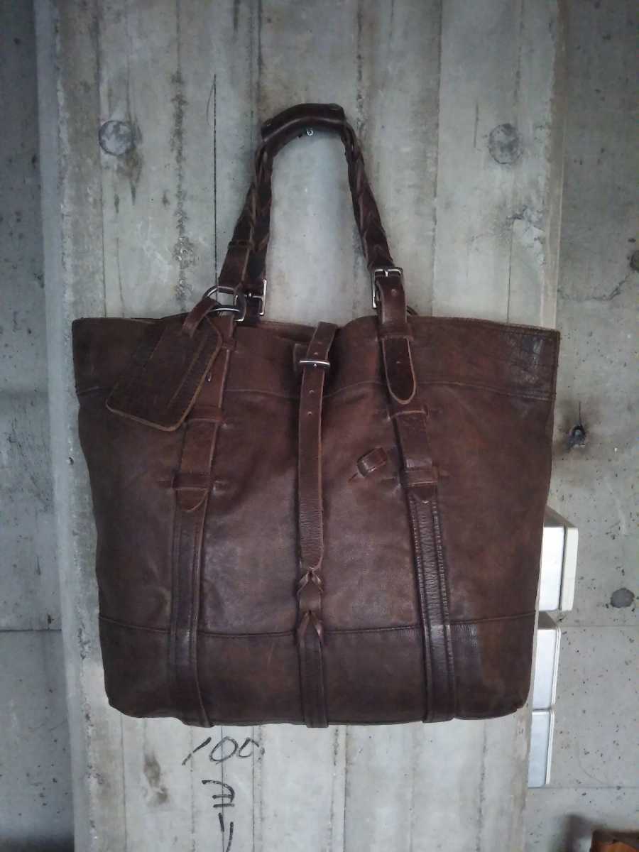 良品! ビンテージ! RALPH LAUREN オールレザー大型トートバッグ RRL級 