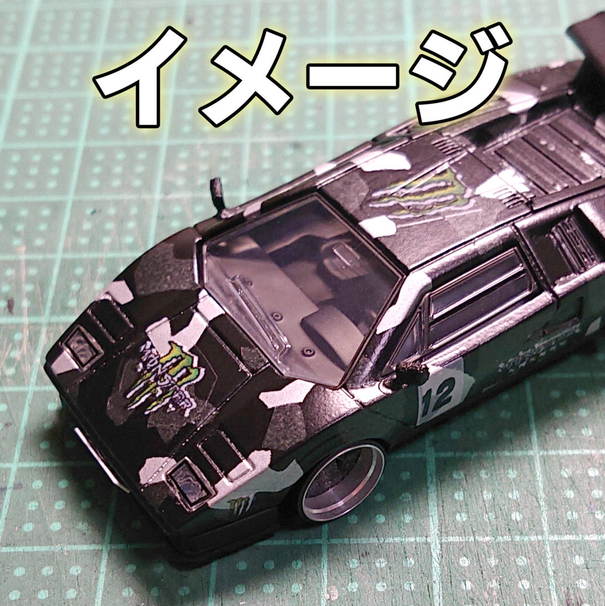 1/64ミニカー 汎用 水転写 ホワイトデカール① Monster-Energy(乗用車