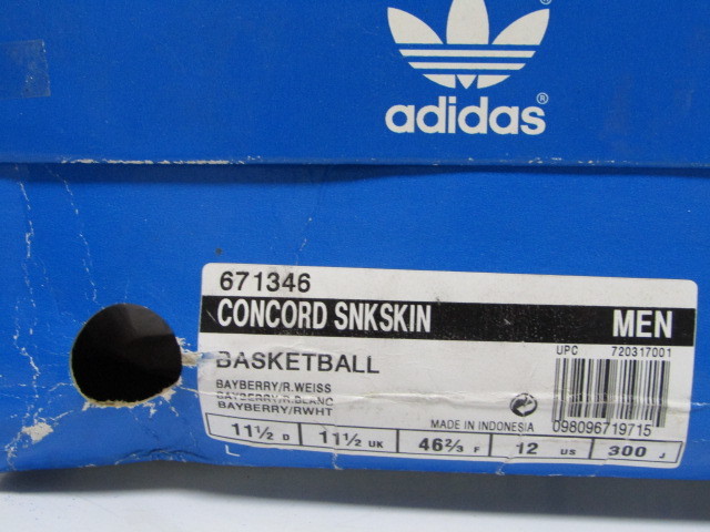 Vintage adidas CONCORD SNAKE SKIN RED 671346 12us 30cm アディダス 