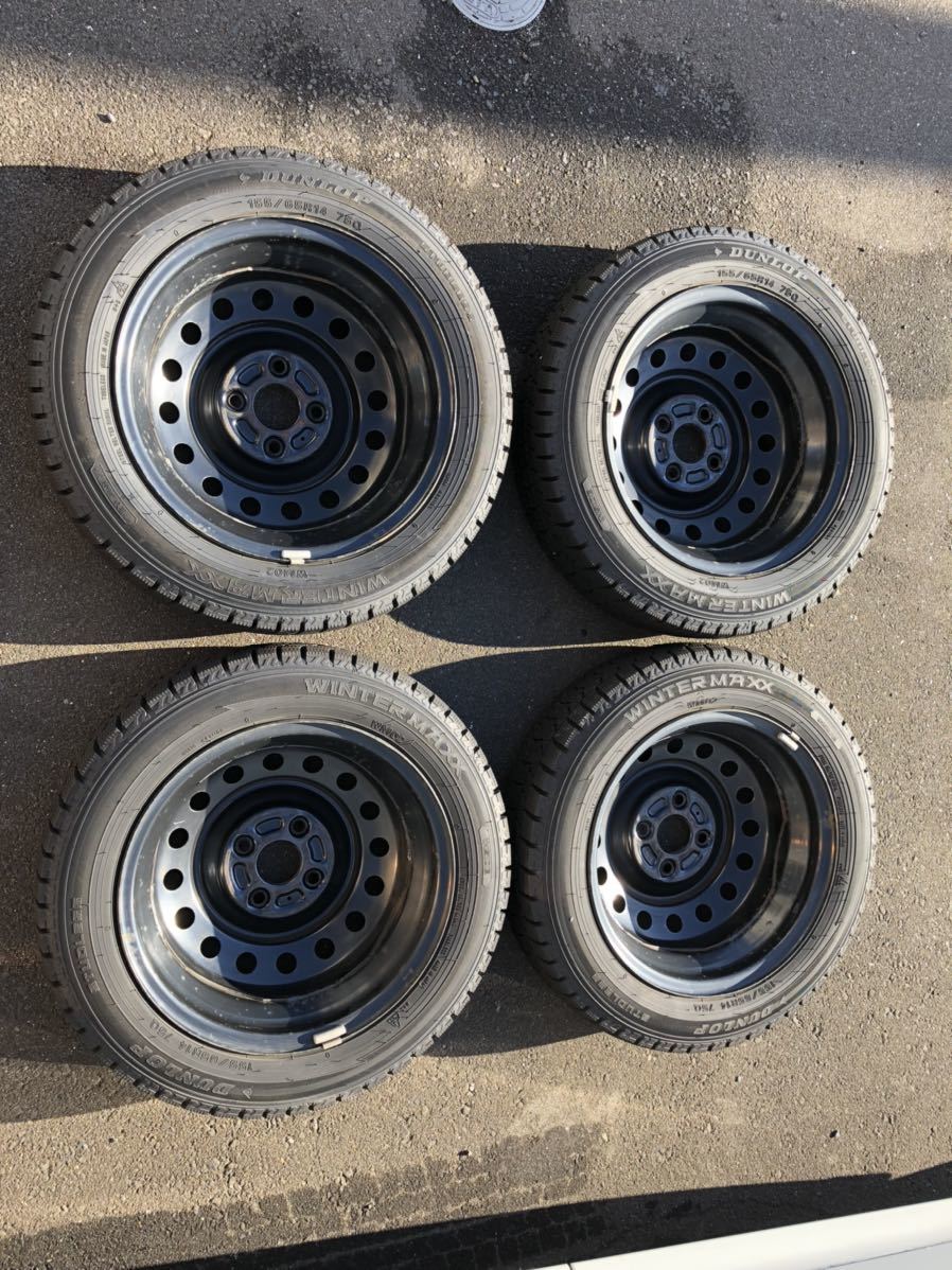スタッドレスタイヤ ホイール付き 155/65R14 ダンロップ DUNLOP ウインターマックス02 WINTER MAXX 送料込み バリ山 20年36週製造_2