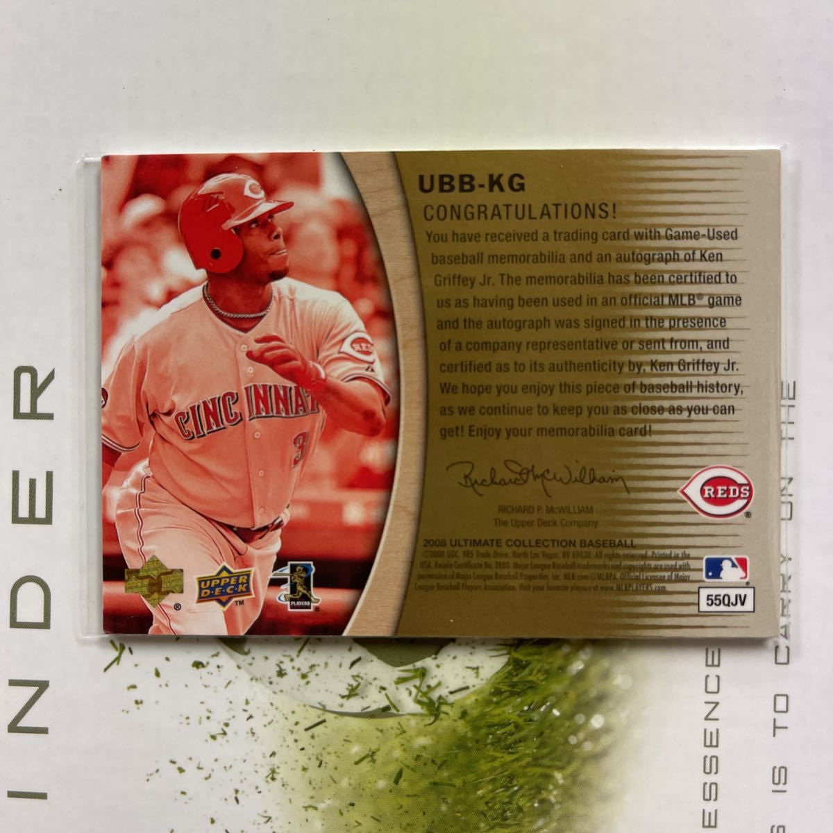 2008 UD ULTIMATE COLLECTION KEN GRIFFEY JR GU BAT BARREL AUTO #21 