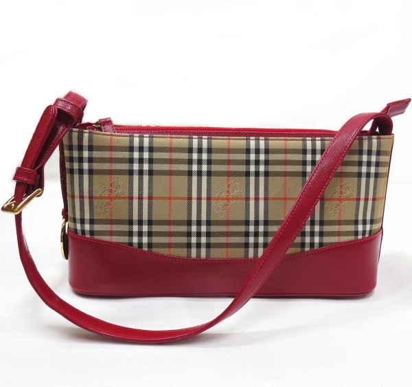 美品 バーバリー BERBERRY ノバチェック レザー ショルダーバッグ 