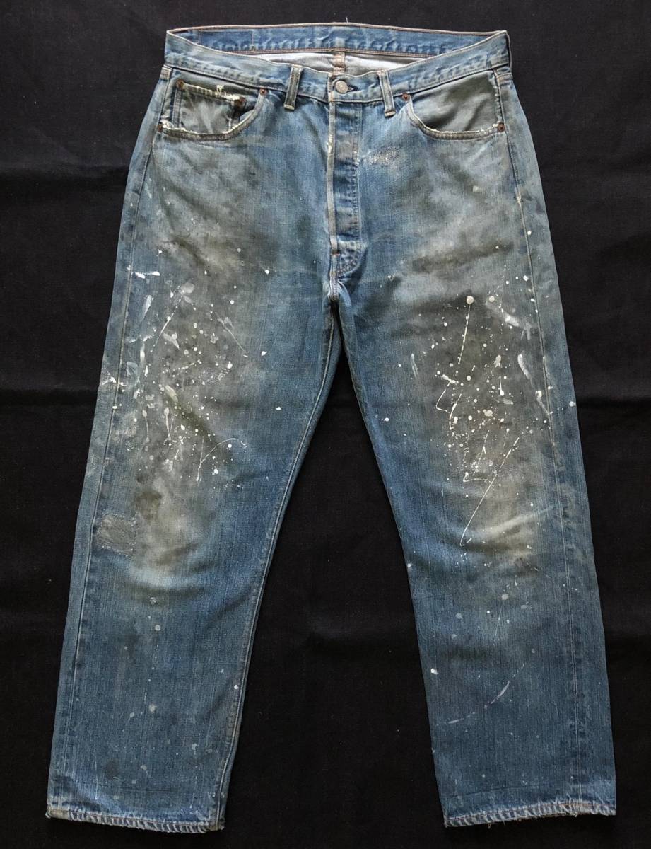60S LEVIS リーバイス501 BIGE 足長R 雰囲気系 ペンキ リペア済み 