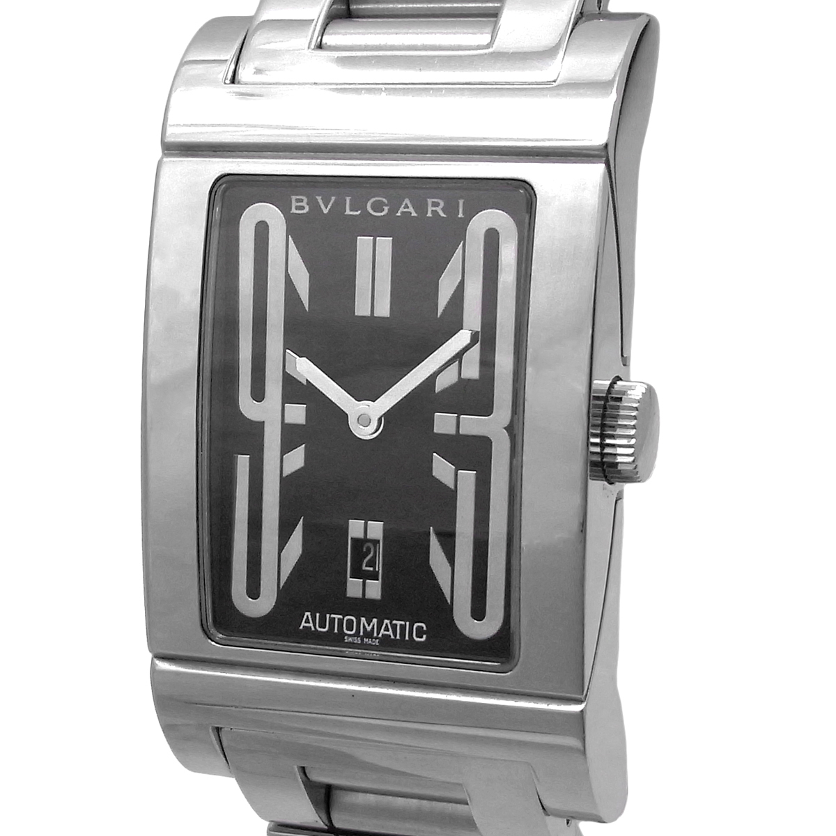 【美品/稼働】BVLGARI レッタンゴロ RT45S 自動巻き 腕時計 デイト ブルガリ BVLGARI RT45S レッタンゴロ 自動巻き - 黒 オートマ メンズ