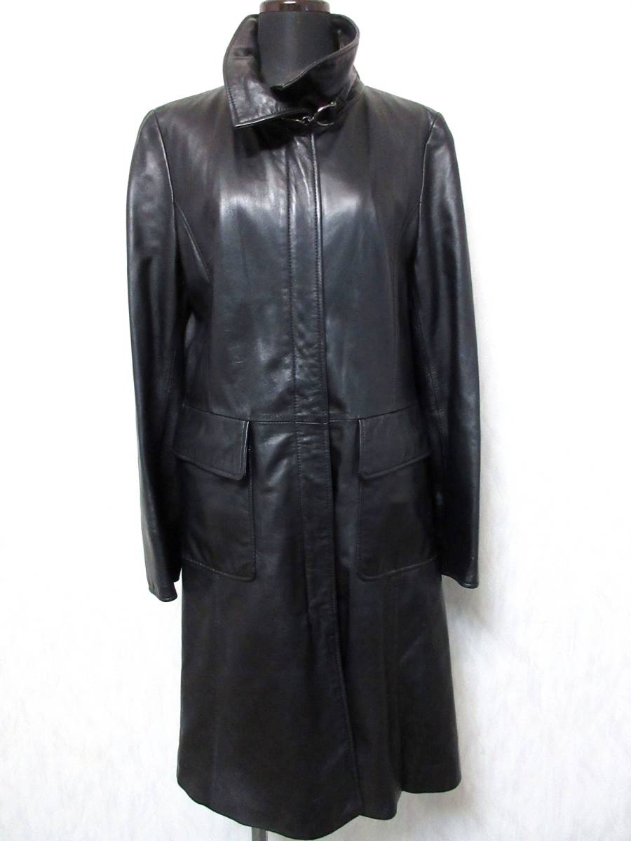 バルマン BALMAIN ラムレザー コート 羊革 黒 ブラック 11 Z94 BALMAIN