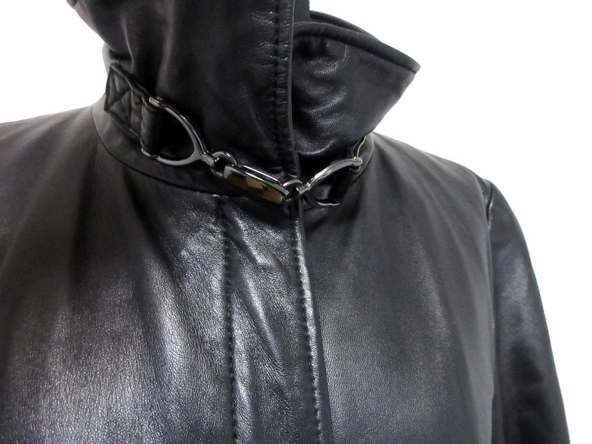 バルマン BALMAIN ラムレザー コート 羊革 黒 ブラック 11 Z94 BALMAIN