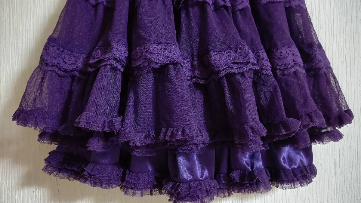axes femme☆ティアードフリルミニスカート紫パープル☆チュールレース  