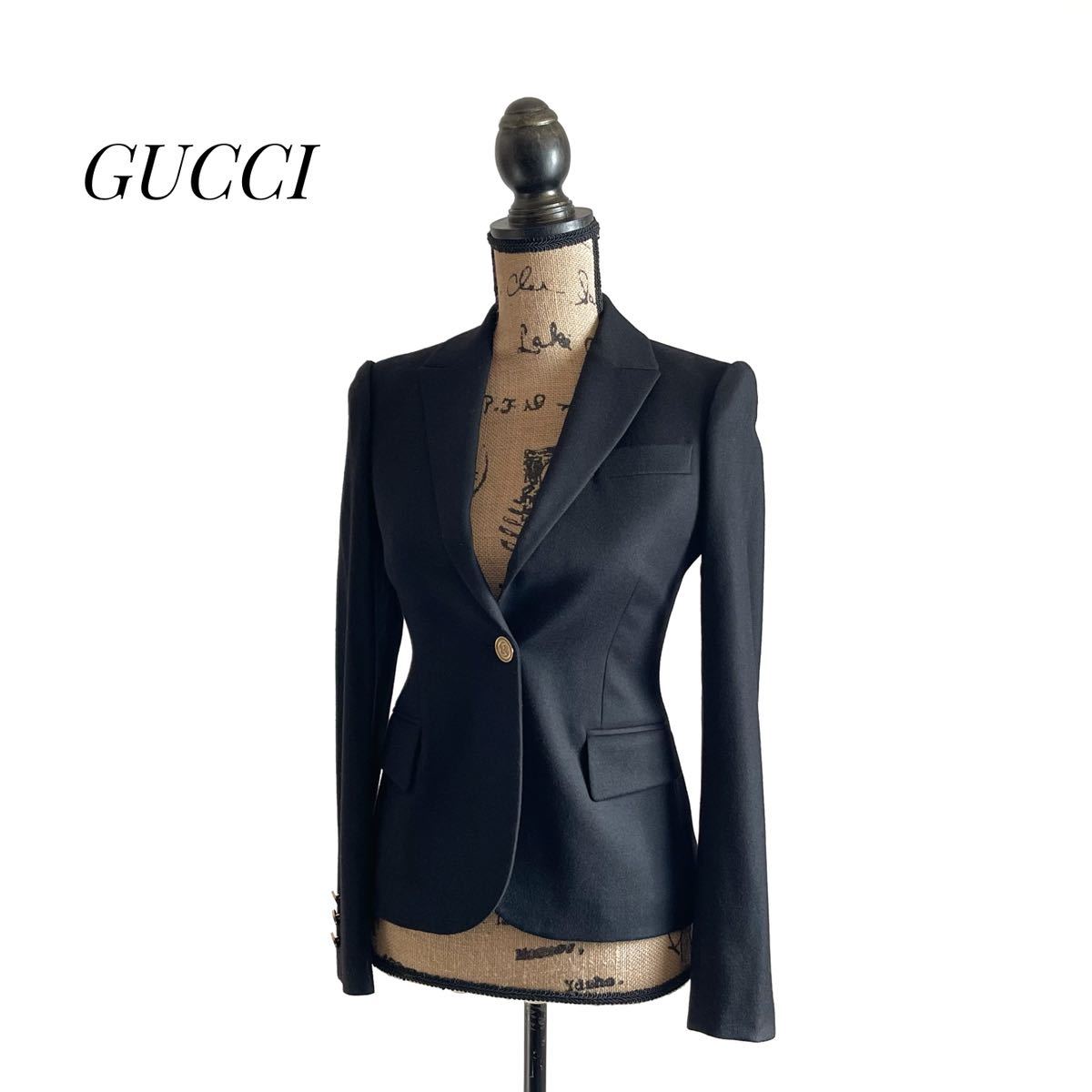 GUCCI グッチ ジャケット ブラック カシミヤ混 レディース ウール
