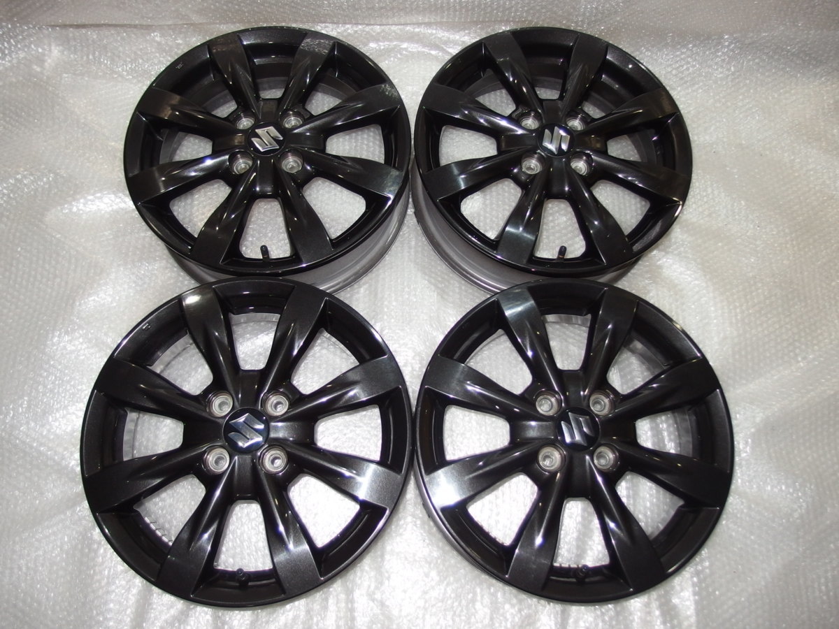 MK32Sスズキ スペーシアカスタムXSリミテッド純正15インチアルミホイールのみ4本 15x4.5j+45 4H-100 54mmハブ径 15インチ スズキ MK32S 6万Km ＸＳリミテッド 純正ホイール
