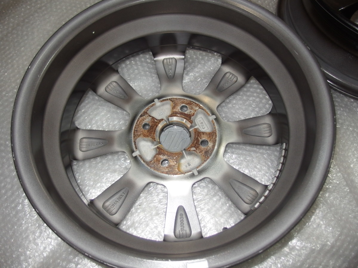 MK32Sスズキ スペーシアカスタムXSリミテッド純正15インチアルミホイールのみ4本 15x4.5j+45 4H-100 54mmハブ径 15インチ スズキ MK32S 6万Km ＸＳリミテッド 純正ホイール