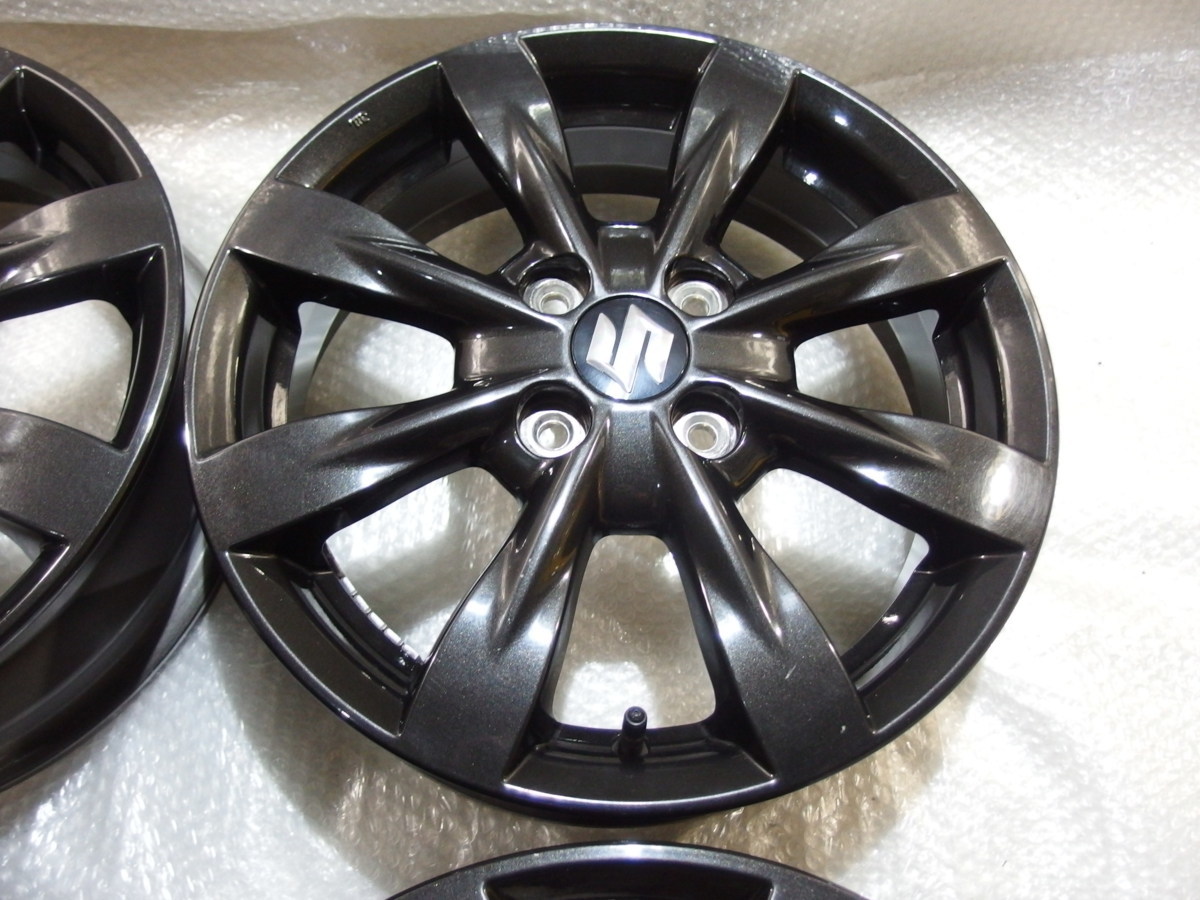 MK32Sスズキ スペーシアカスタムXSリミテッド純正15インチアルミホイールのみ4本 15x4.5j+45 4H-100 54mmハブ径 15インチ スズキ MK32S 6万Km ＸＳリミテッド 純正ホイール