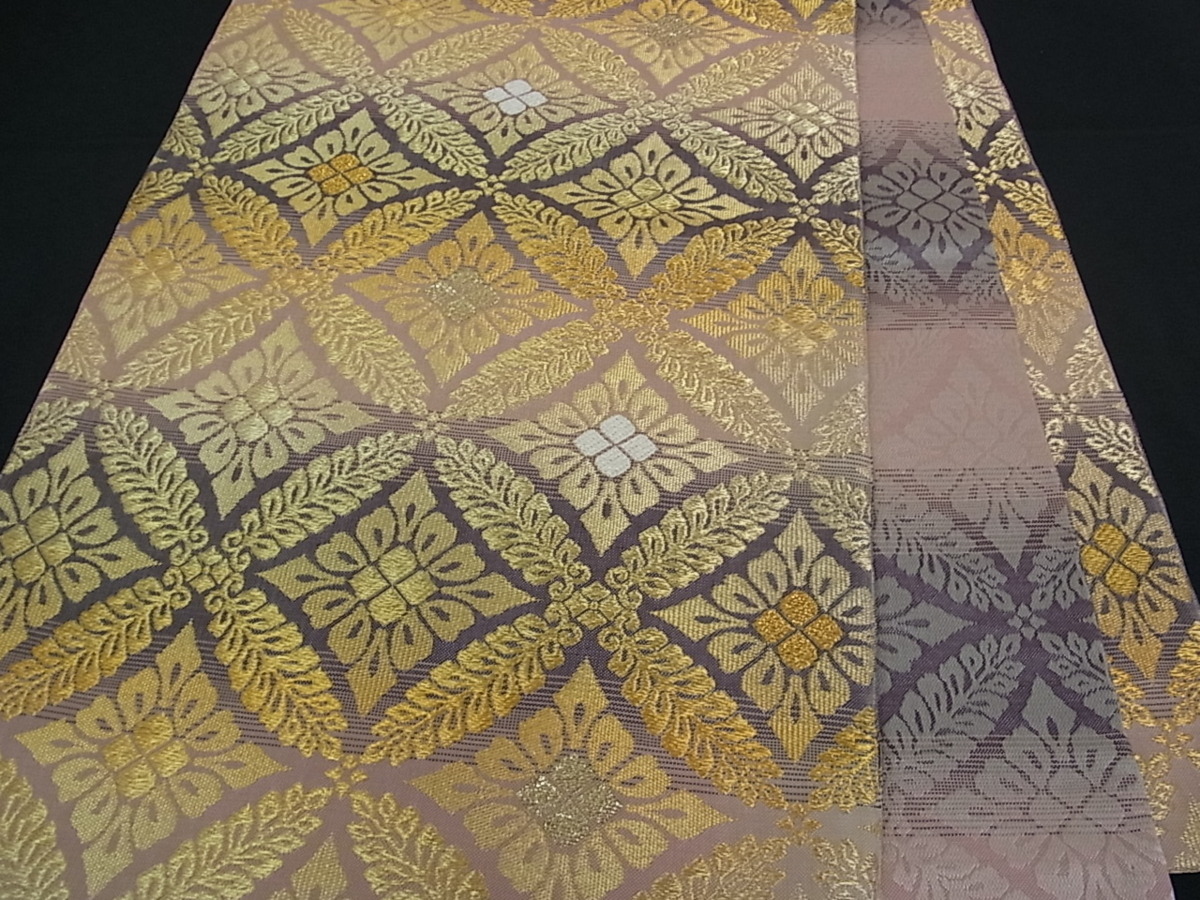 花美人着物□両面全通柄 本袋帯 唐織 小葵輪繋紋 金糸 逸品 wb441 