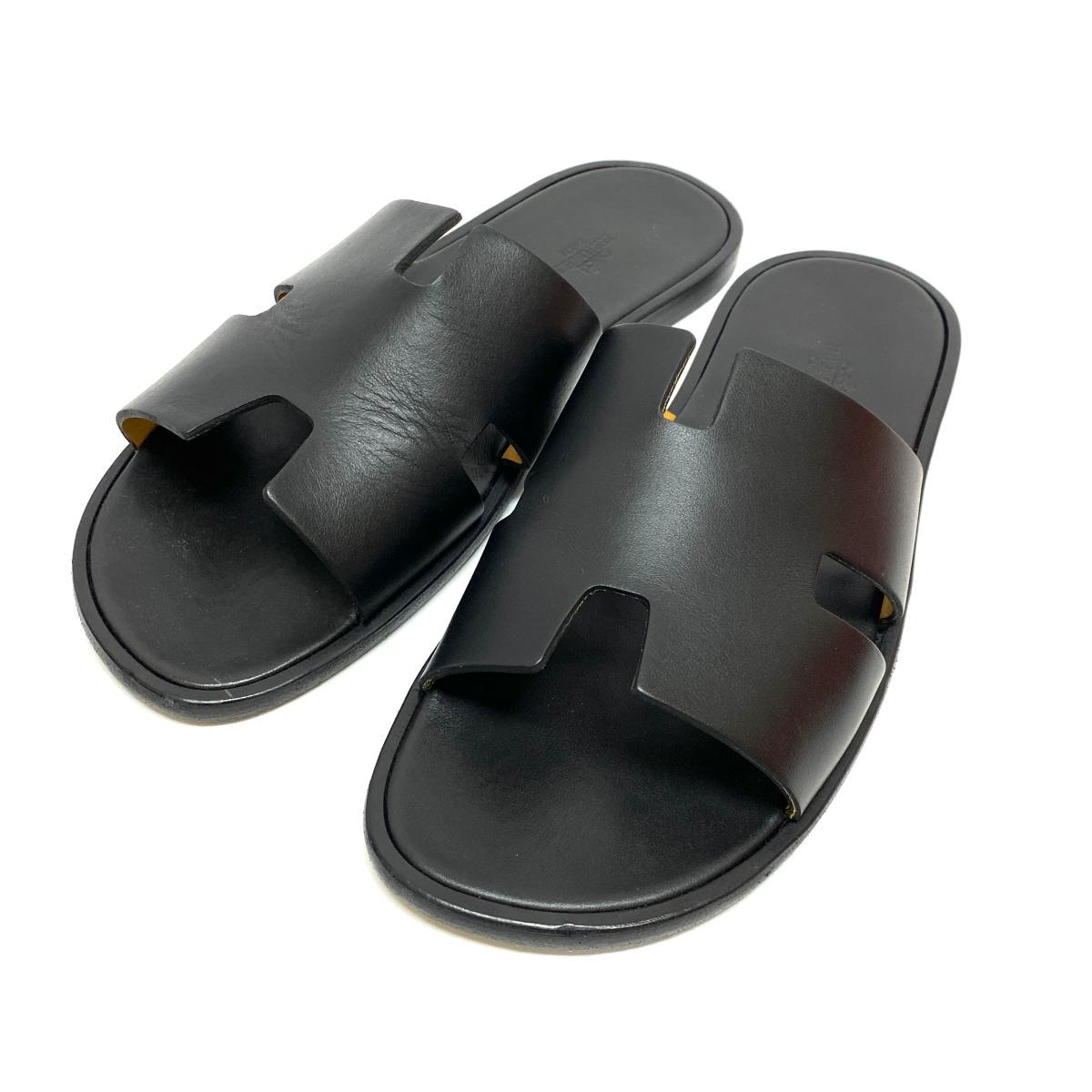 良好◇HERMES エルメス イズミール レザーサンダル サイズ43◇black