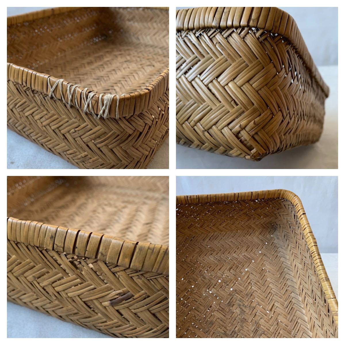 東北 岩手 竹細工 篠竹で編まれた大きな行李 竹カゴ 収納 古民家