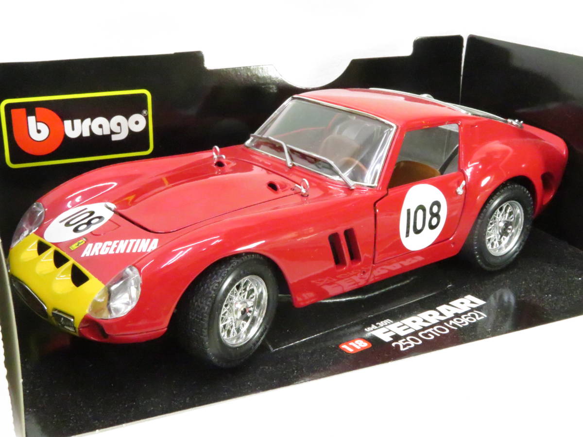 【低価，新品】 LA MINI MINIERA Bburago FERRARI 250 GTO Targa Florio 1963 フェラーリ タルガフローリオ 箱付 1/18 イタリア製 ハシレ(ブラーゴ)｜売買されたオークション情報、yahooの商品情報をアーカイブ公開 - オークフ ブラーゴ