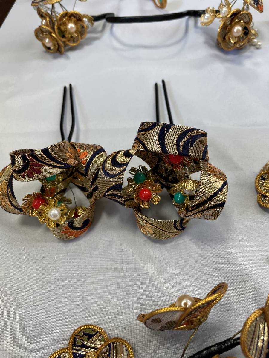 花嫁かんざしセット 尾長 櫛 くし 笄 紺金【USED】