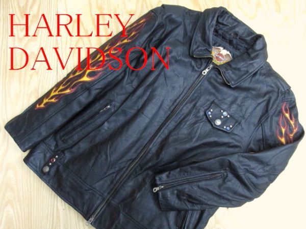 ☆ハーレーダビッドソン☆牛革カウハイド シングルレザーライダース 