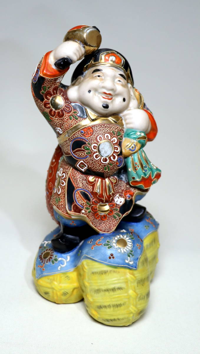 置物 大黒天 縁起物 七福神 九谷焼 額瓦 美術陶器 金彩 古美術品 仏像 