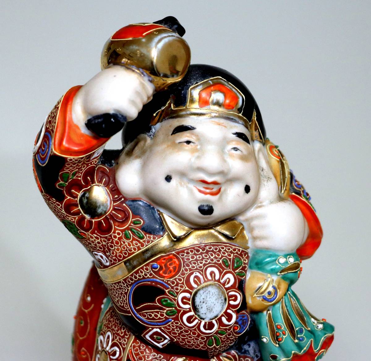 置物 大黒天 縁起物 七福神 九谷焼 額瓦 美術陶器 金彩 古美術品 仏像 