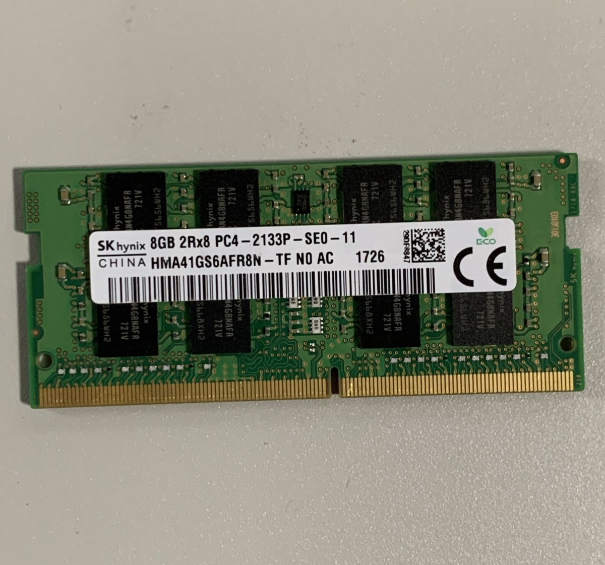 中古】SK hynix 8GB 1枚 DDR4-2133 HMA41GS6AFR8N-TF NO AC / ノートPC 