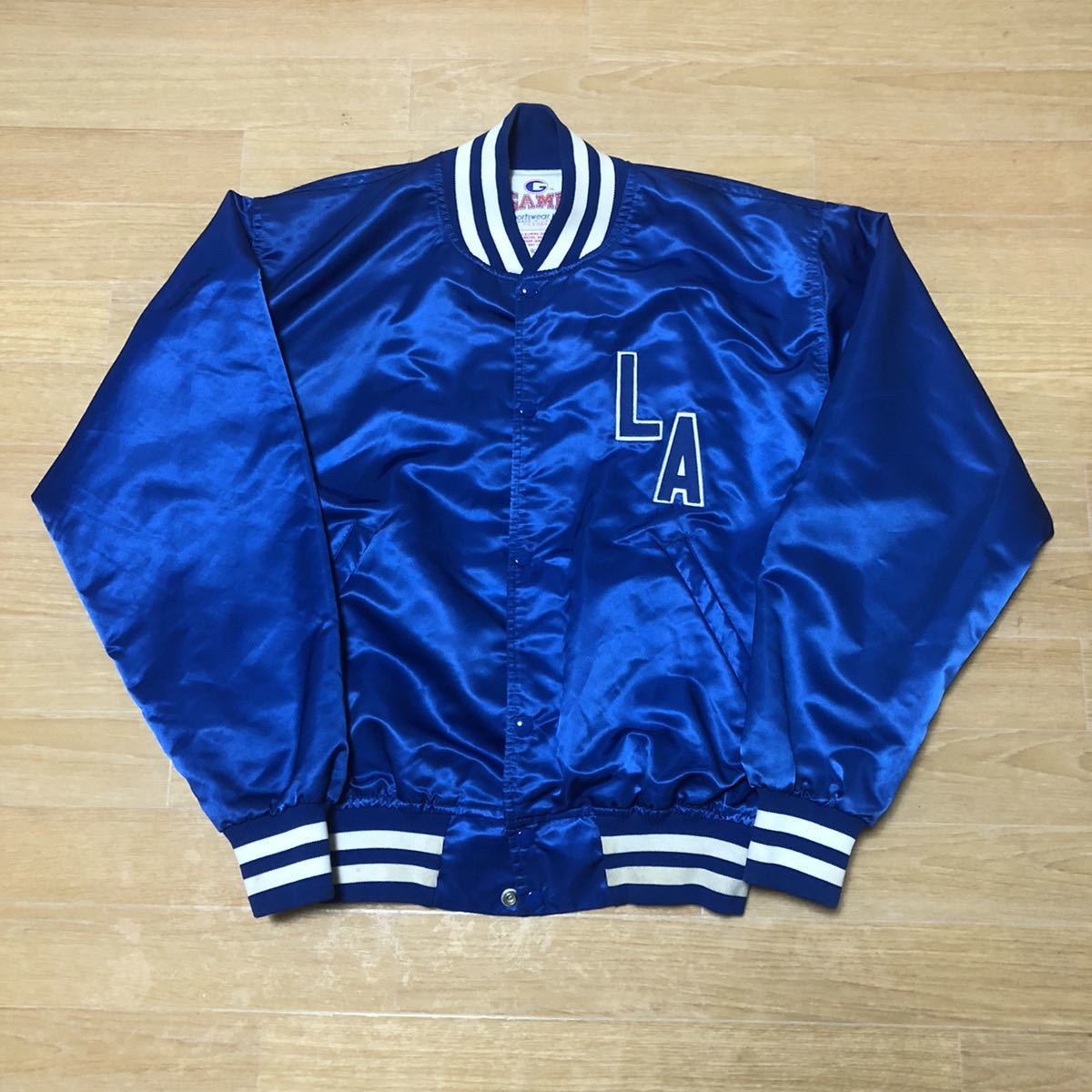 【未使用】刺繍ロゴスタジャン 90's ロサンゼルス ドジャース野茂 英雄 90s USA製 MLB LA ドジャース NOMO 野茂英雄 スタジャン L 【公式通販】