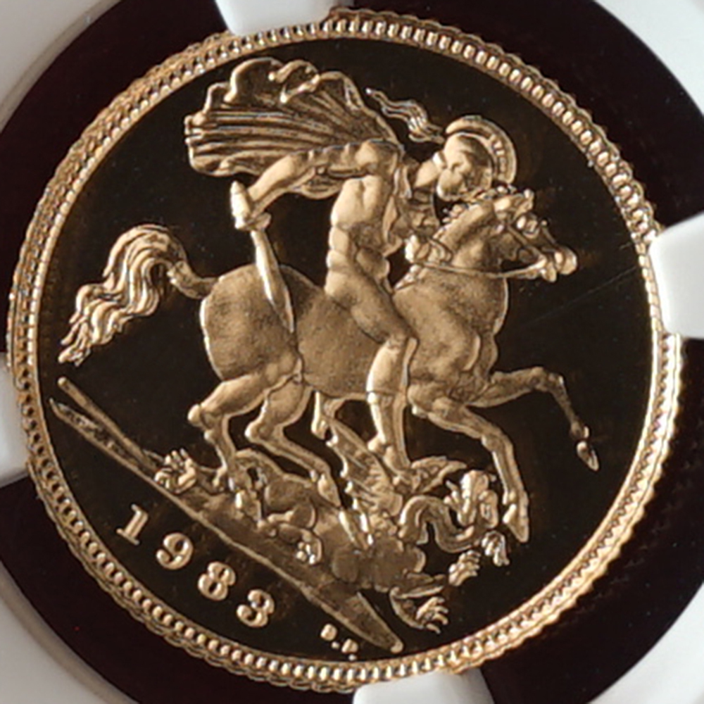 最高鑑定】 1983年 イギリス ヤングエリザベス 1/2sov 金貨 NGC PF70C 