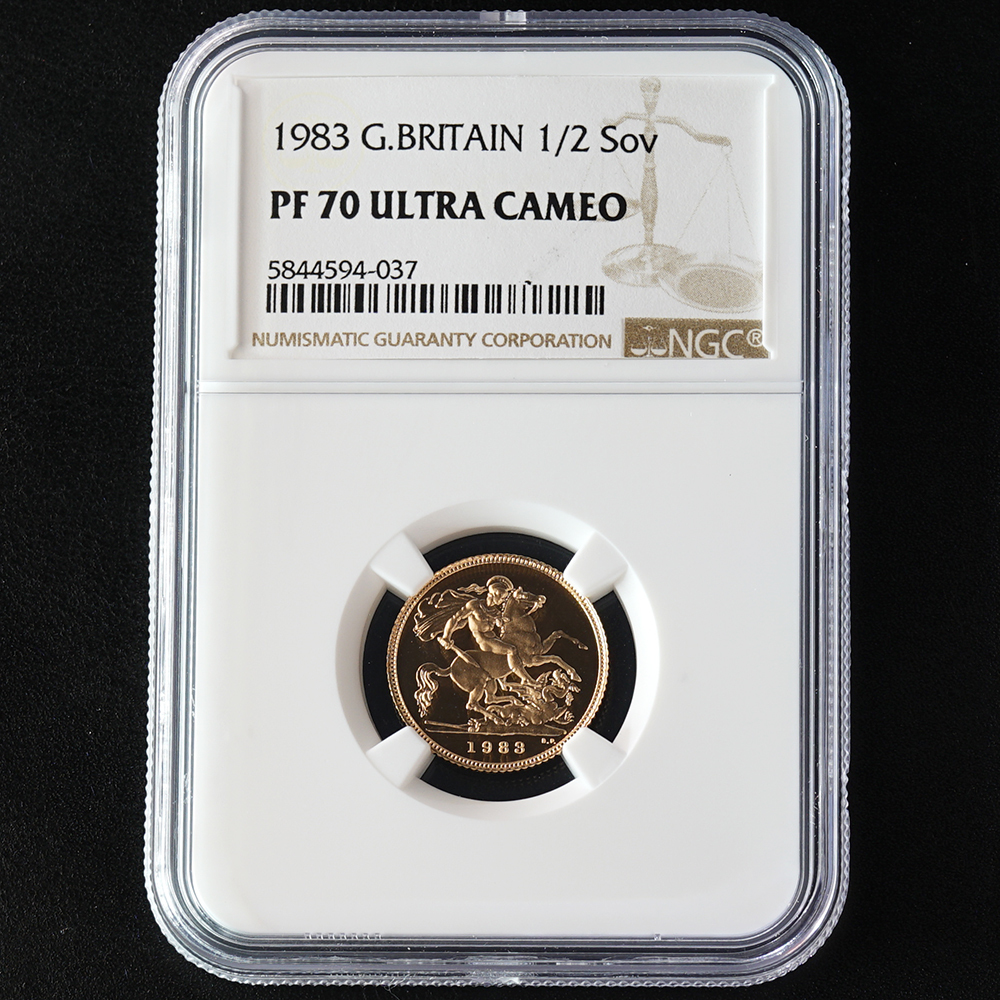 最高鑑定】 1983年 イギリス ヤングエリザベス 1/2sov 金貨 NGC PF70C 