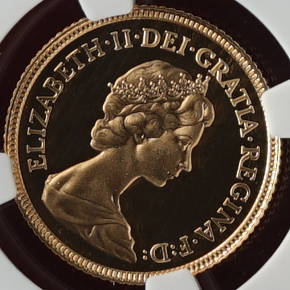 最高鑑定】 1983年 イギリス ヤングエリザベス 1/2sov 金貨 NGC PF70C 