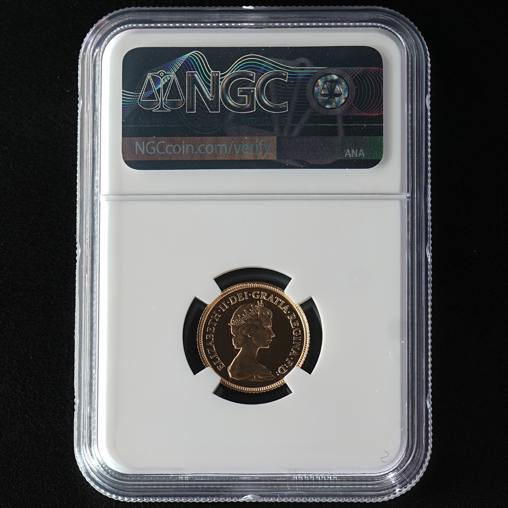 最高鑑定】 1983年 イギリス ヤングエリザベス 1/2sov 金貨 NGC PF70C 