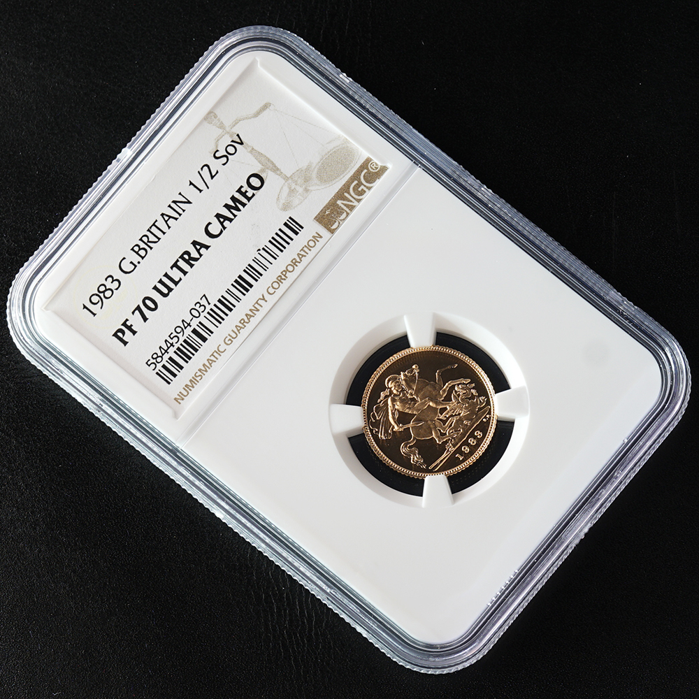 最高鑑定】 1983年 イギリス ヤングエリザベス 1/2sov 金貨 NGC PF70C 