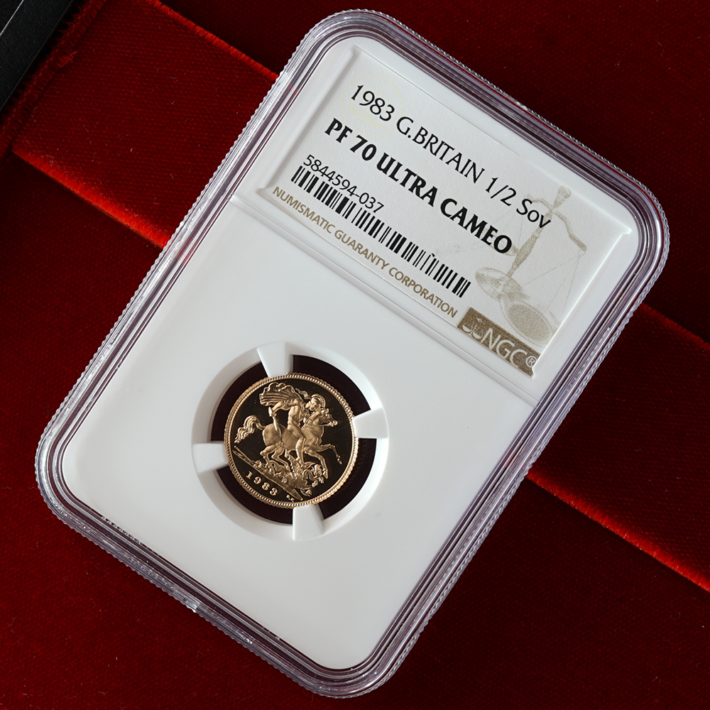 最高鑑定】 1983年 イギリス ヤングエリザベス 1/2sov 金貨 NGC PF70C 